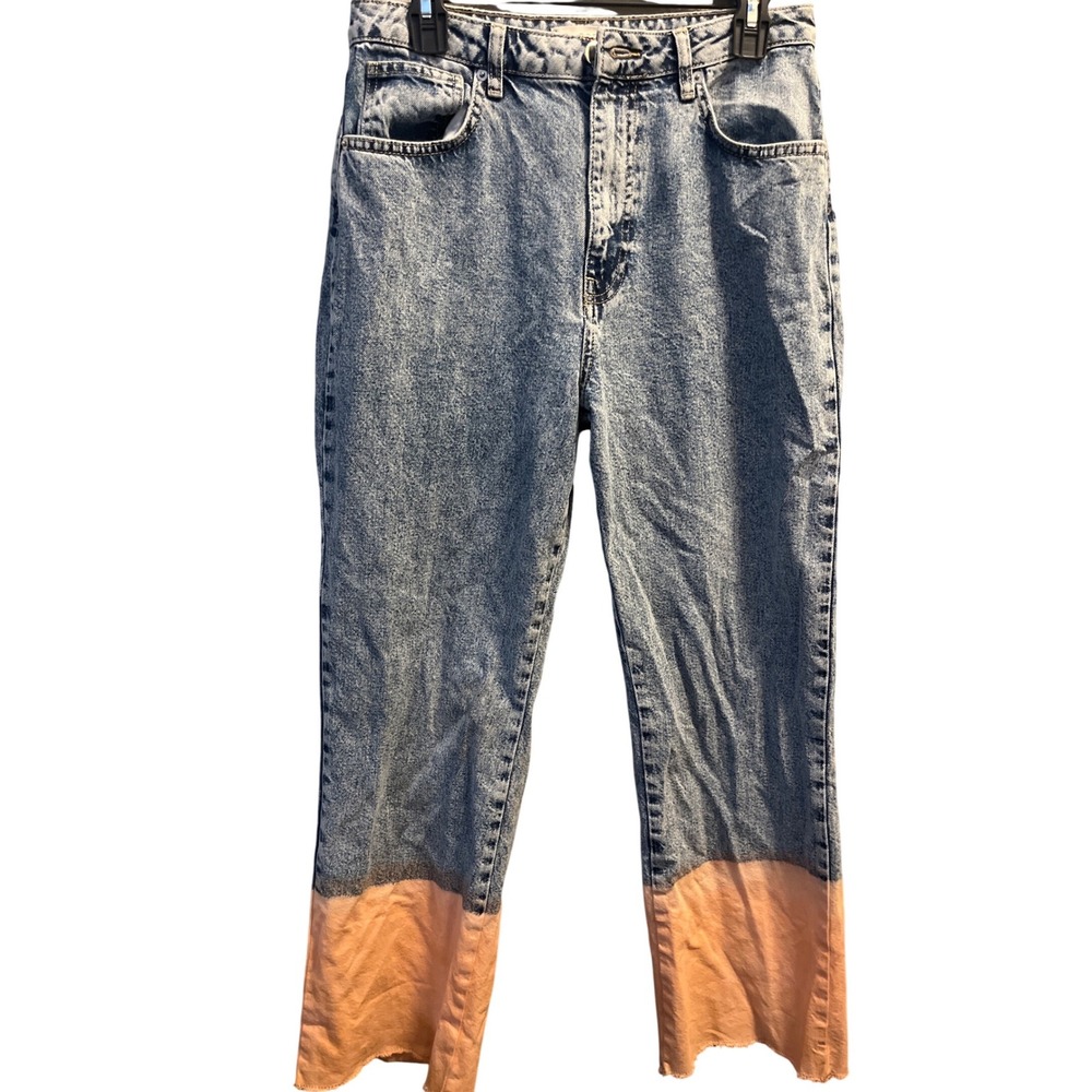 Harper Heritage Womens Straight Leg Dip Dye Raw Hem Acid Wash Jeans Blue Size 29
